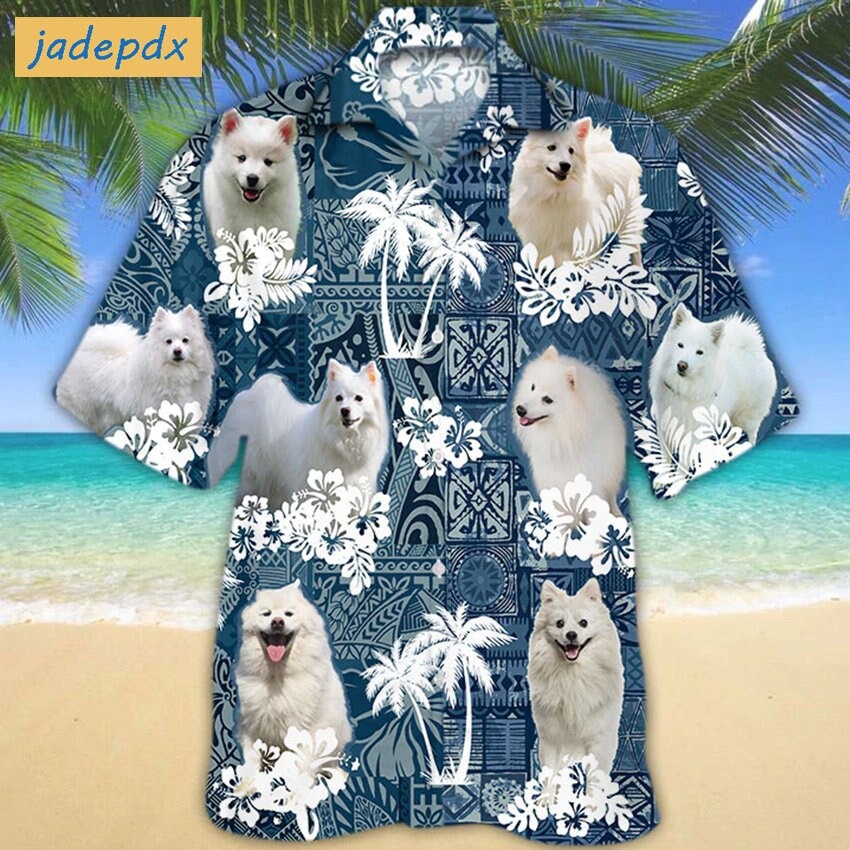 Tropical Hibiscus And Palm American Eskimo Hawaiian Shirt