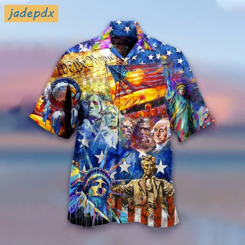 We The People The Statue Of Liberty And American Presidents Oil Painting Hawaiian Shirt