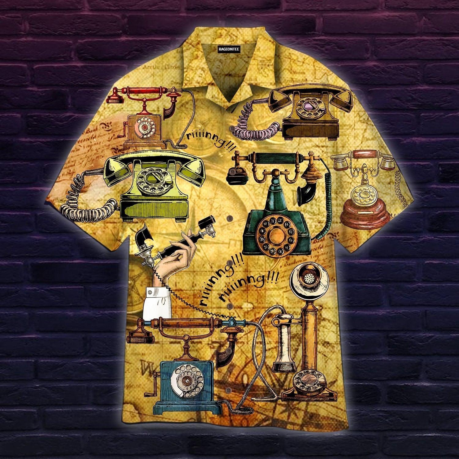 Retro Vintage Old Telephone Hawaiian Shirt