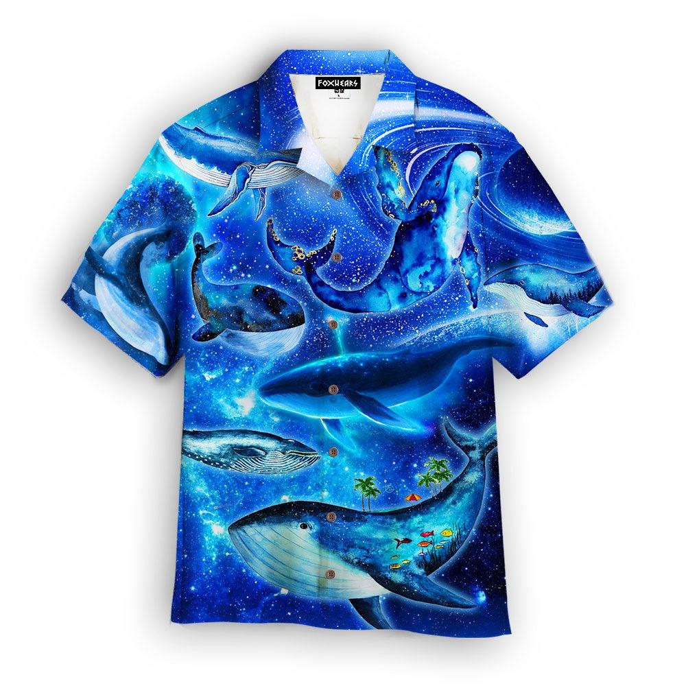Whales Dancing In The Melody Of The Blue Sea Neon Hawaiian Shirt
