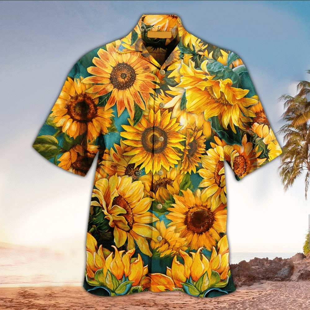 Sunflower Pattern Hawaiian Shirt