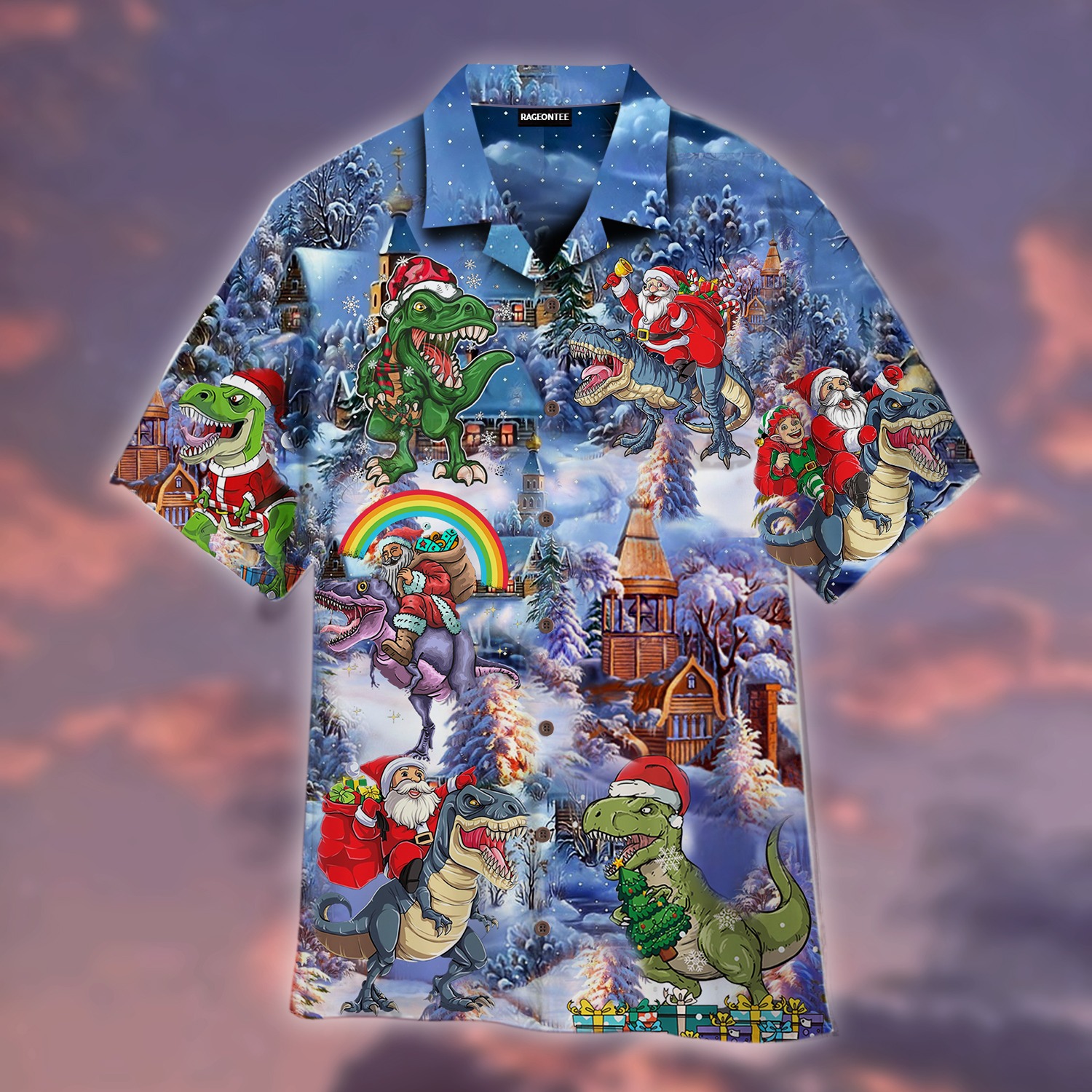 All Santa Want For Christmas Is T Rex Hawaiian Shirt