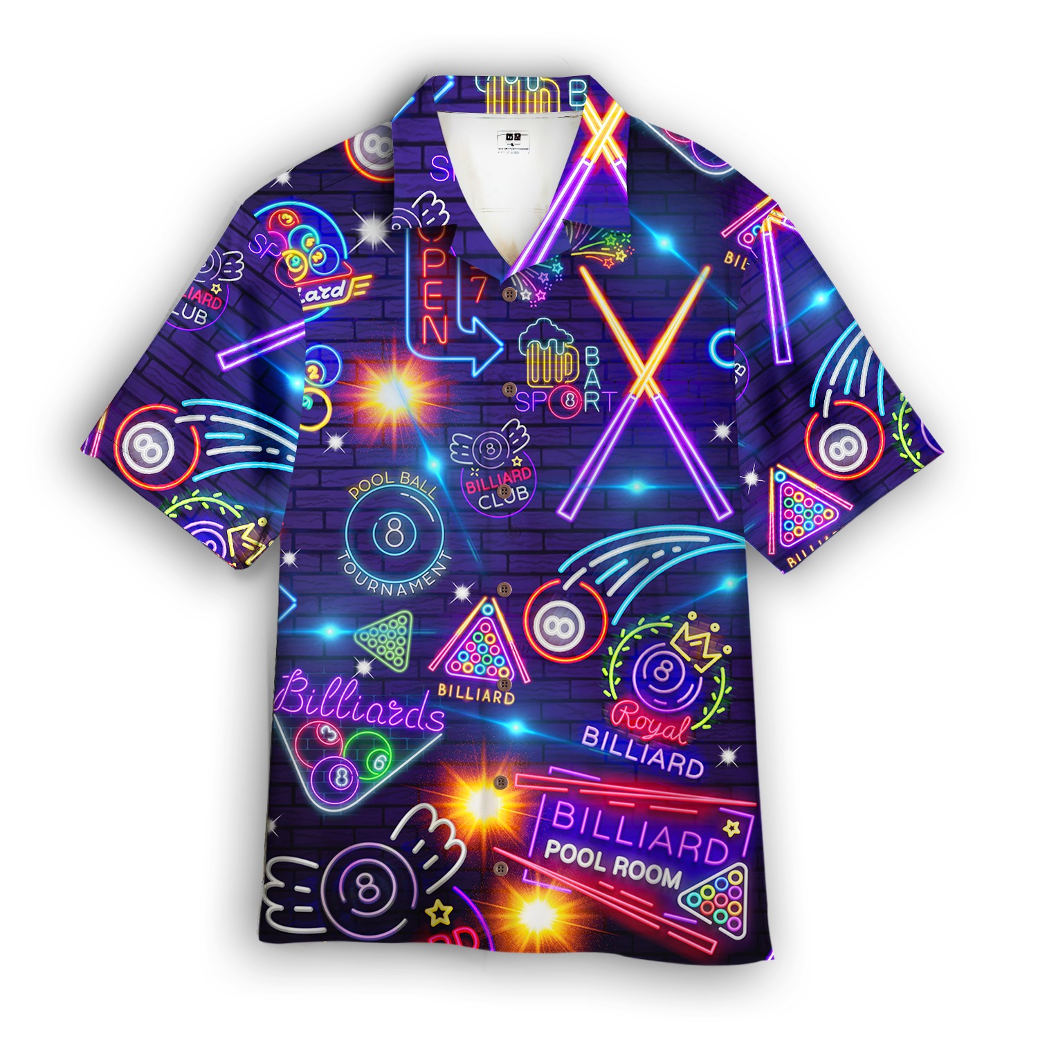 Billiards Pool Room Neon Hawaiian Shirt