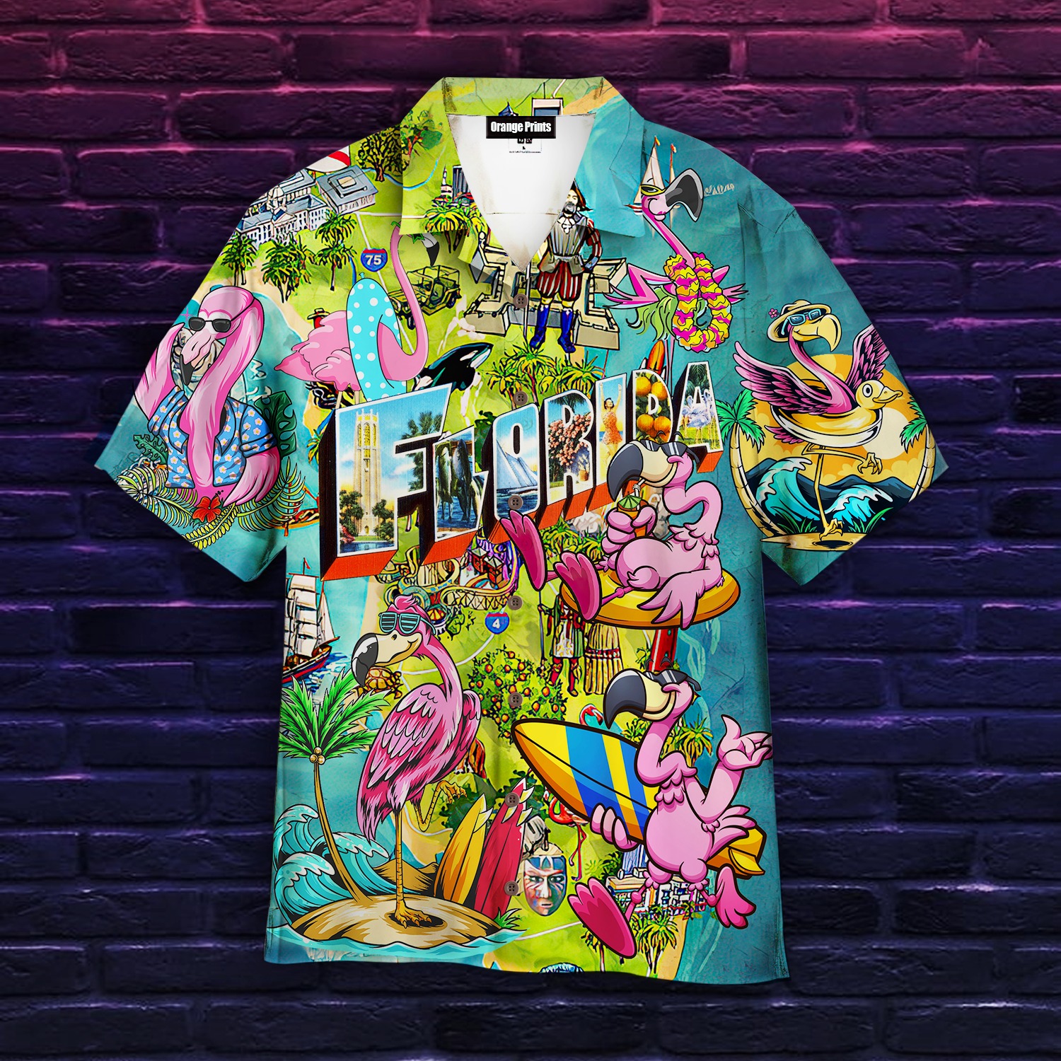Flamingo Florida Beach Summer Party Hawaiian Shirt