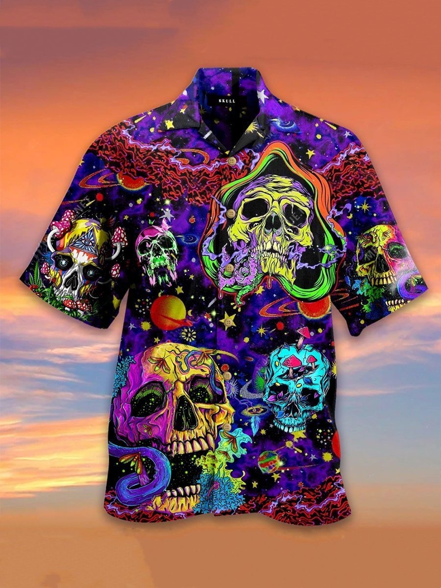 Vintage Skull Life Is Colorful Hawaiian Shirt