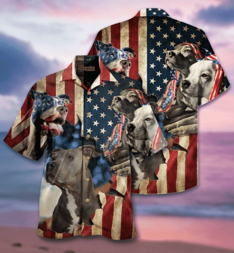 Pitbull Flag Hawaiian Shirt