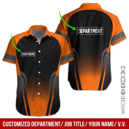 Orange Workwear Custom Name Hawaiian Shirt