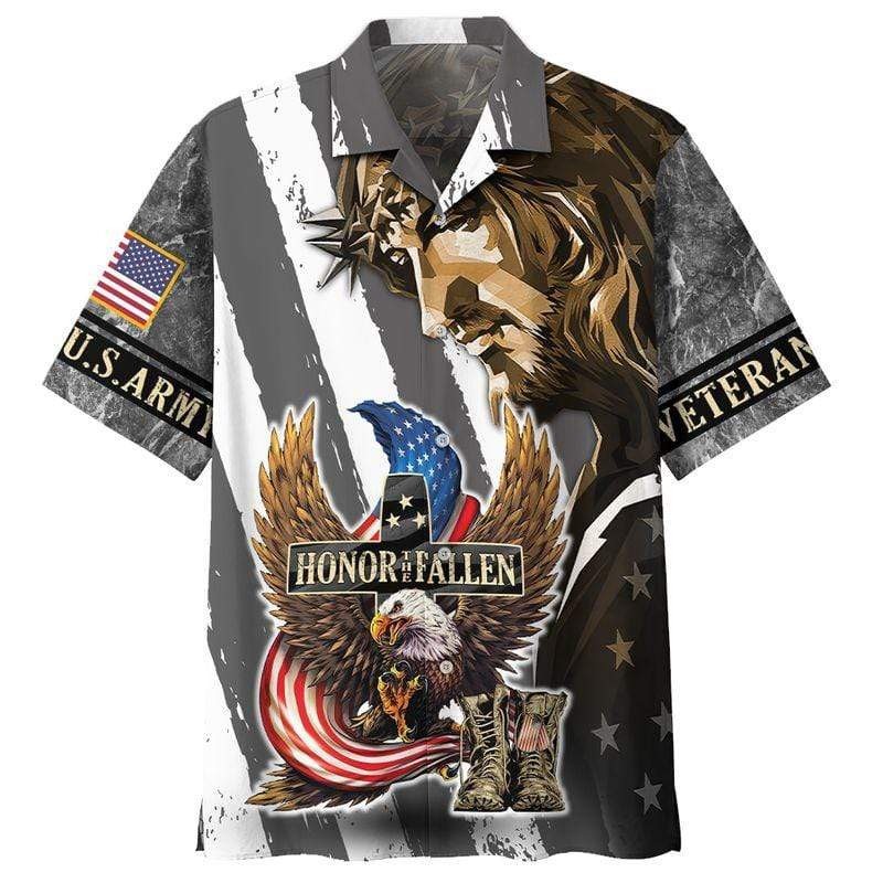 Army Veteran Jesus Honor The Fallen Hawaiian Shirt