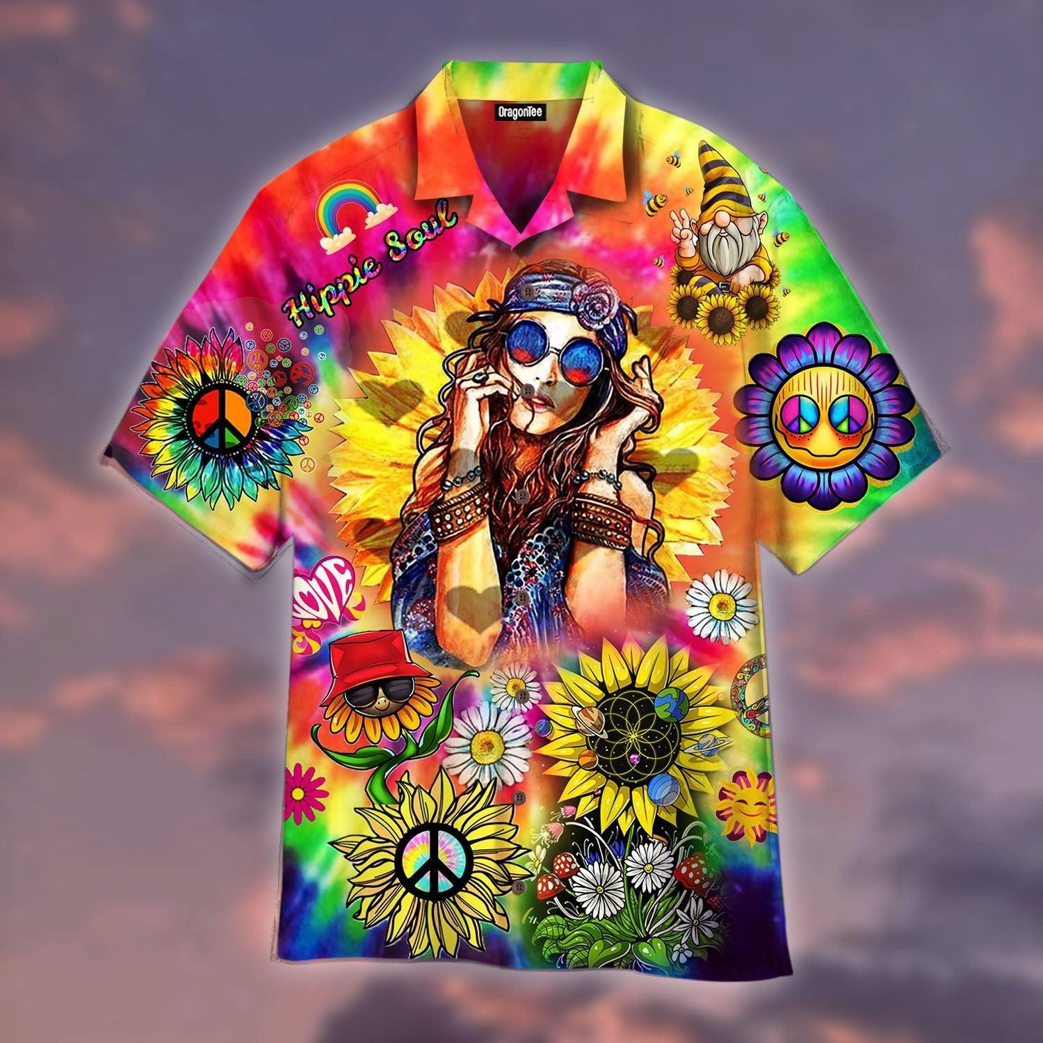 Sunflower Colorful Hippie Hawaiian Shirt