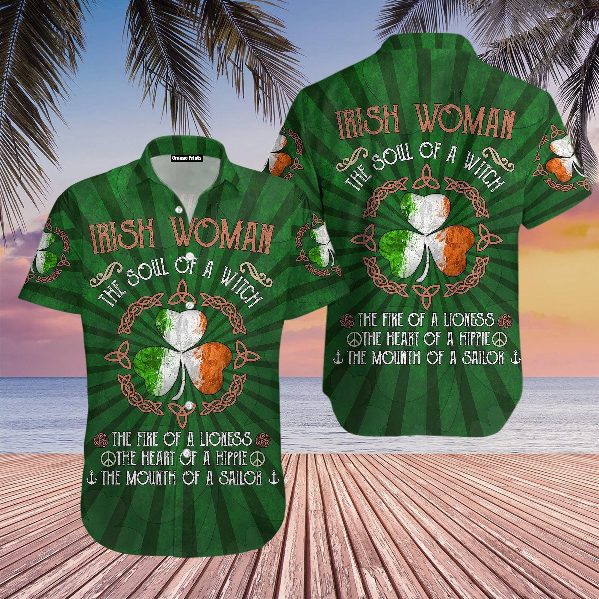 Woman The Soul Of A Witch Irish St Patricks Day Hawaiian Shirt
