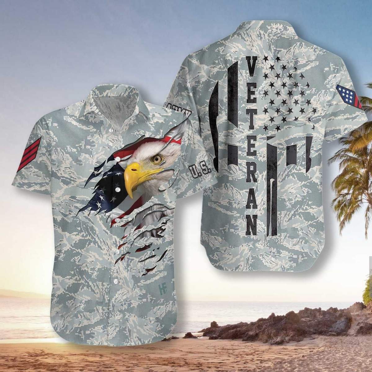 Veteran Proud US Airforce Camouflage Hawaiian Shirt
