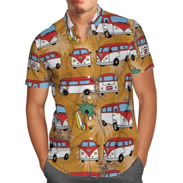 Red Hippie Bus Summer Hawaiian Shirt