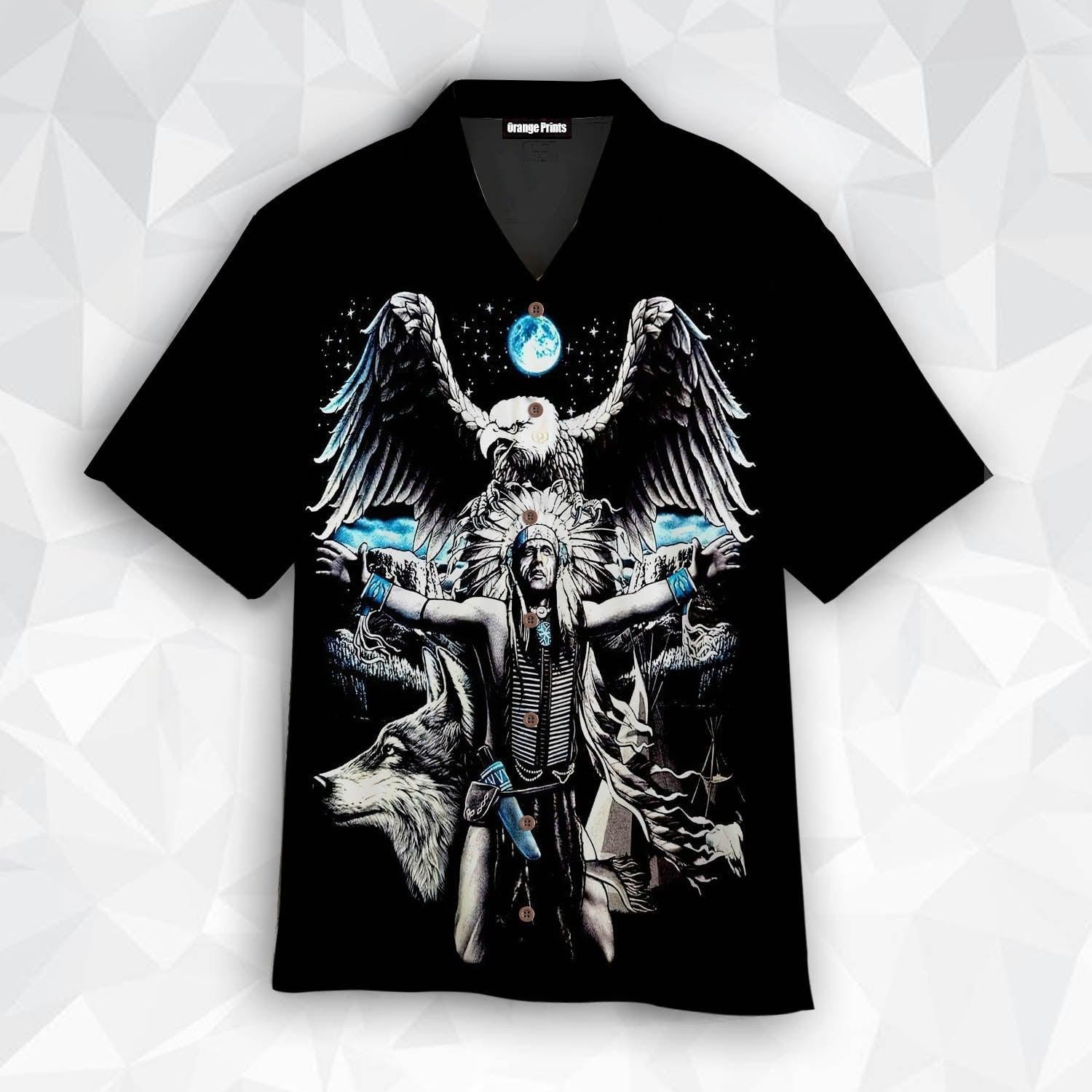 Wolf Eagle Native American Indian Hawaiian Shirt