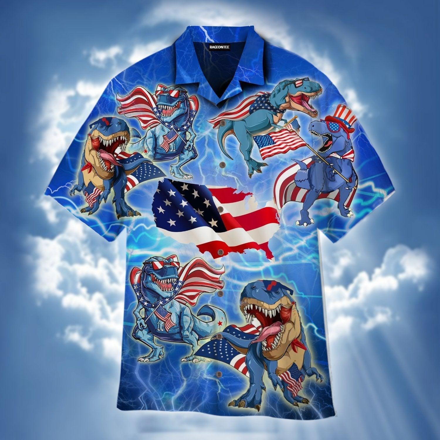 Amerisaurus Rex America Rawr Hawaiian Shirt