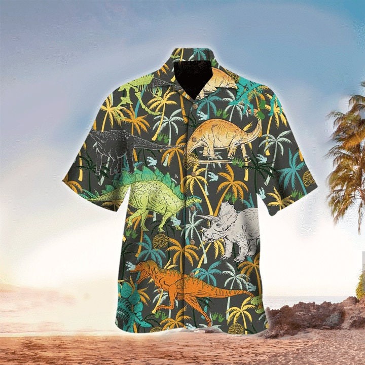 Palm Trees Dinosaurs Hawaiian Shirt