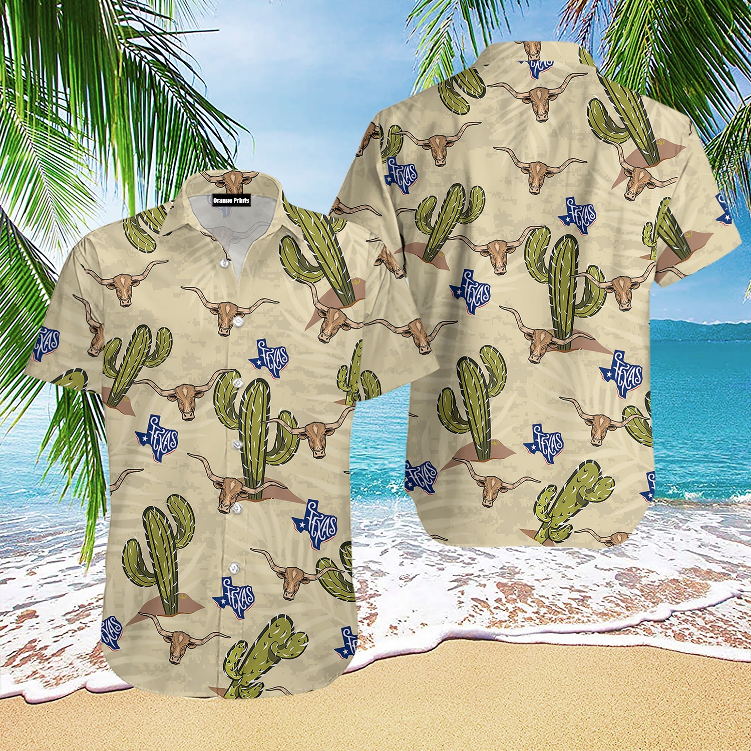 Texas Longhorn Cactus Hawaiian Shirt