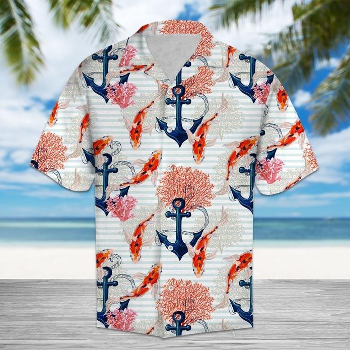 Beautiful Koi Fish And Anchor Hawaiian Shirt