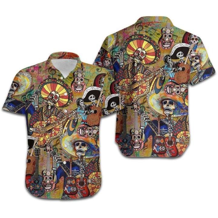 Skeleton Playing Guitar Retro Hawaiian Shirt
