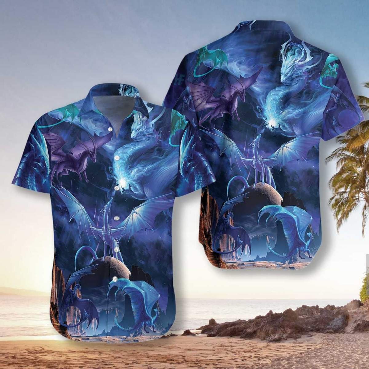 Blue Universe Dragon Hawaiian Shirt