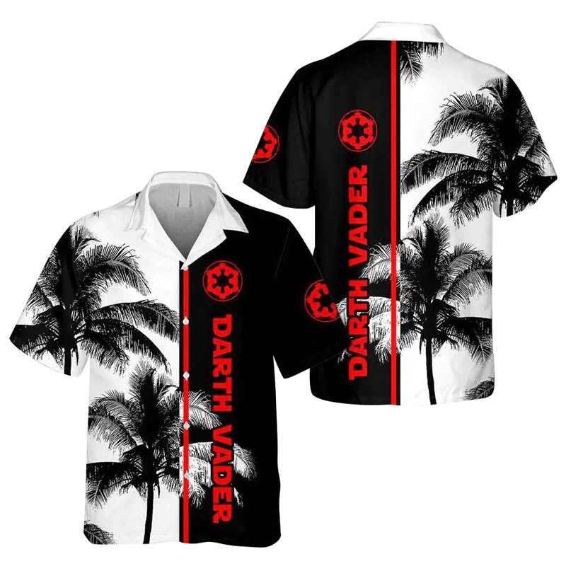 Darth Vader Palm Tree Black White Hawaiian Shirt