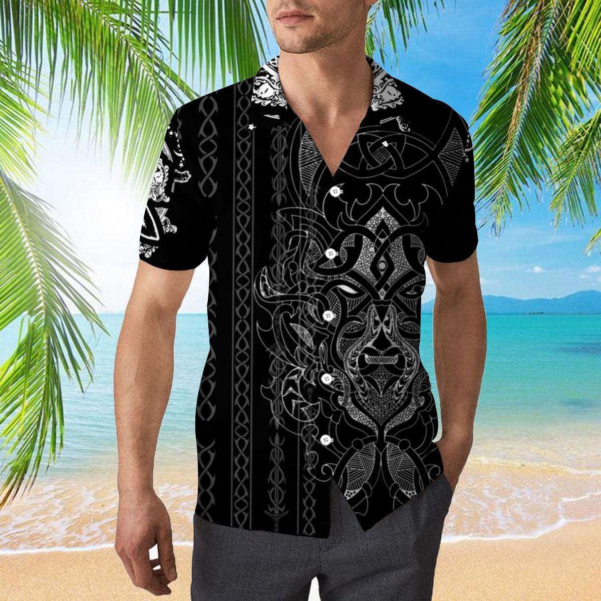 Wolf Pattern Hawaiian Shirt