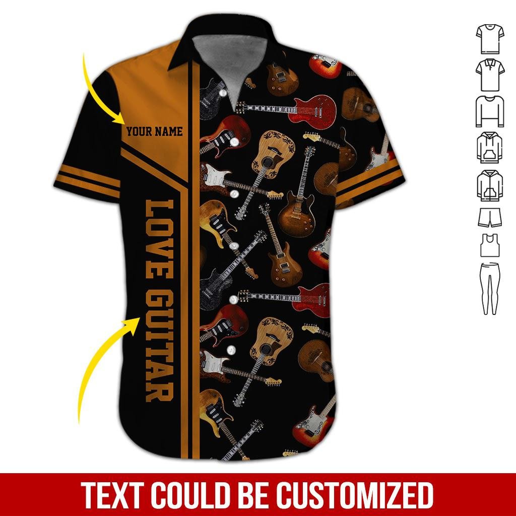 Love America Guitar Custom Name Hawaiian Shirt