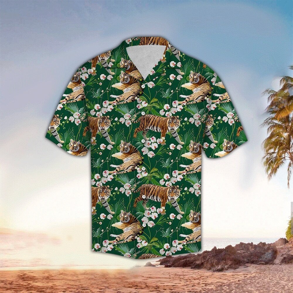 Tiger Tropical Flower Hawaiian Shirt