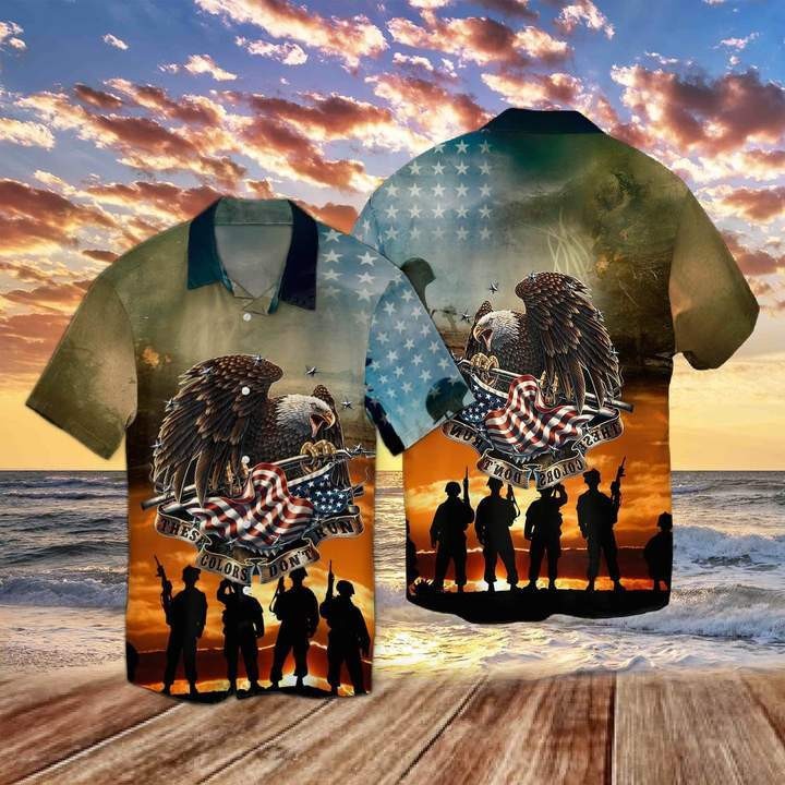 Veteran, These Colors Don’t Run Eagle American Hawaiian Shirt
