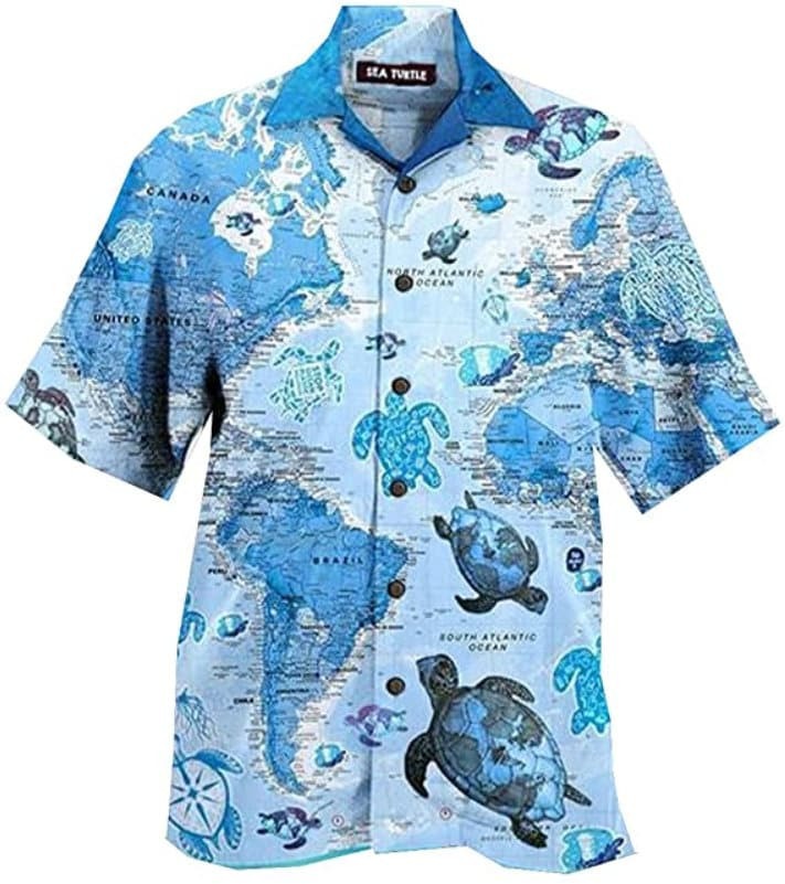 Blue World Map Hawaiian Shirt