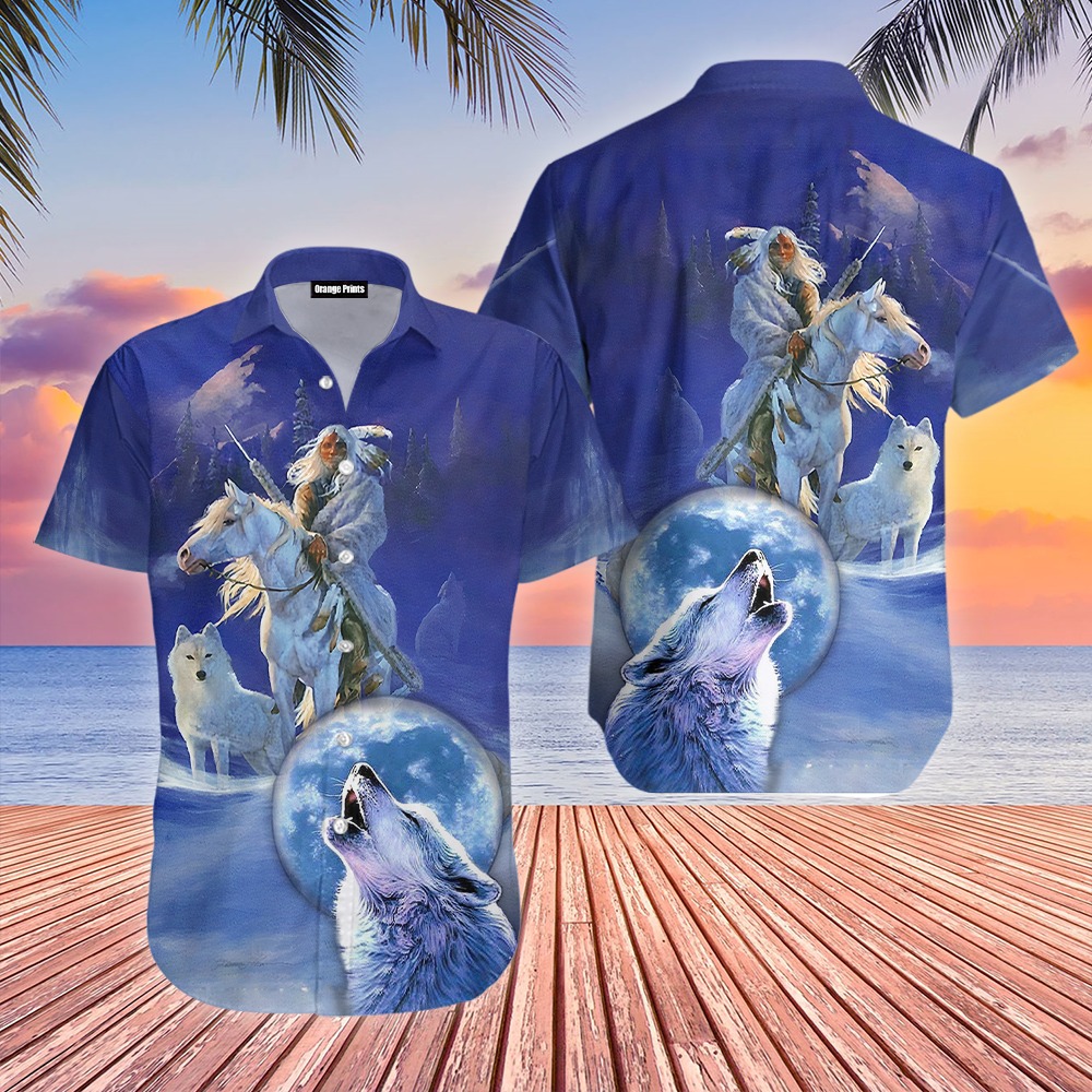 Wolf Native American Hawaiian Shirt
