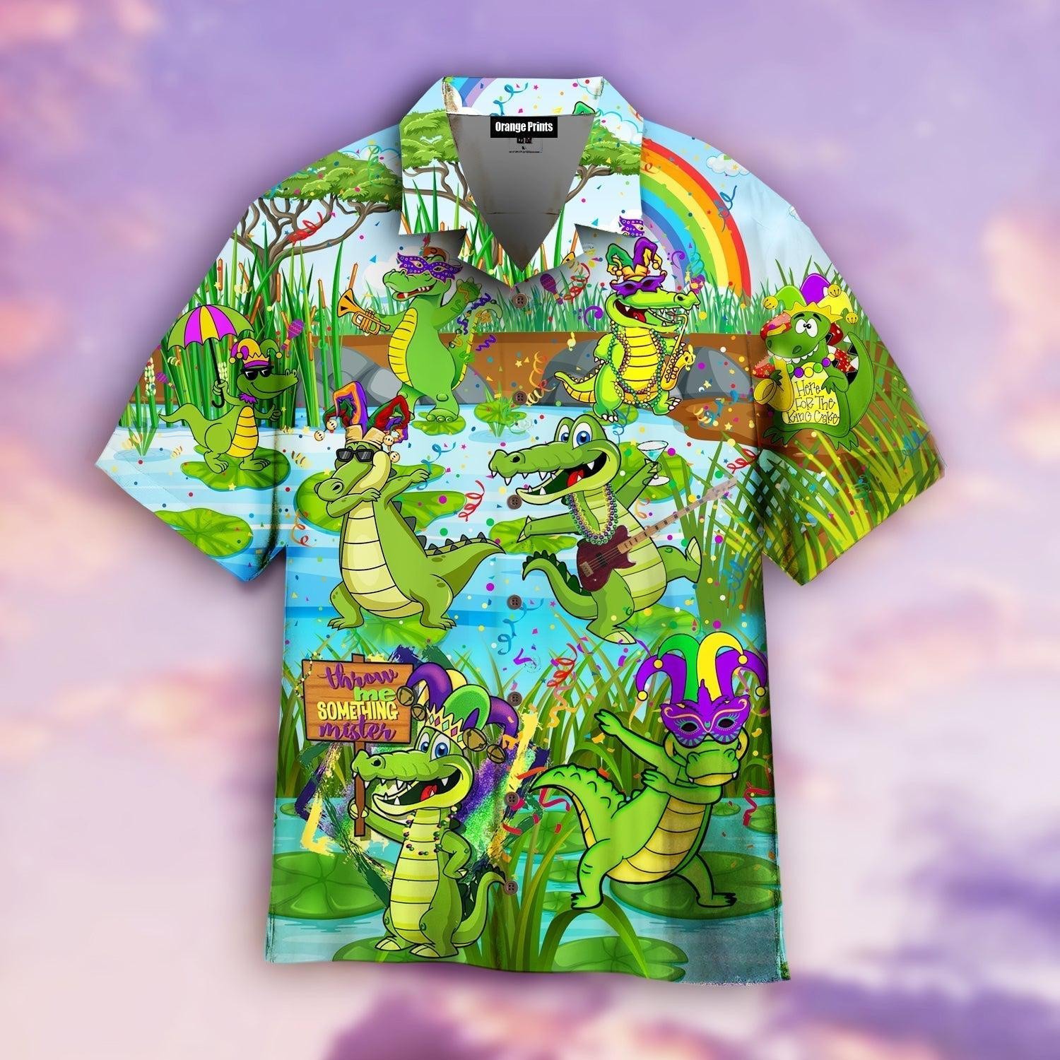 Mardi Gras Alligator Hawaiian Shirt