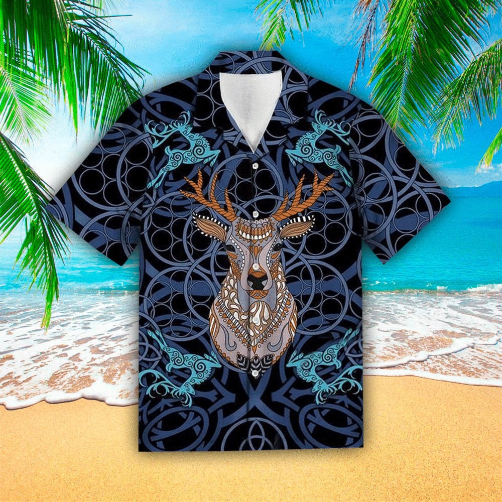Viking Celtic Deer Hawaiian Shirt