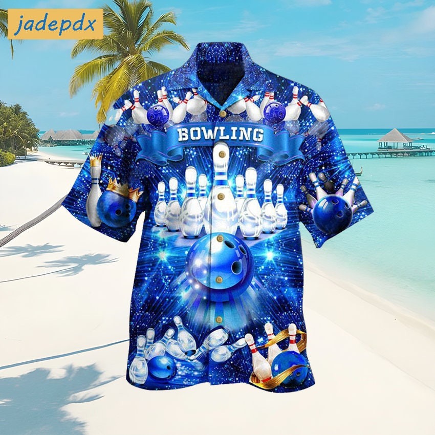 Blue Shinning Bowling King Hawaiian Shirt