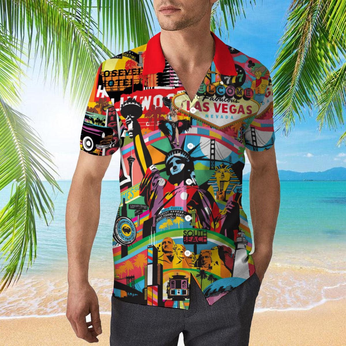 America Pop Art Colorful Hawaiian Shirt