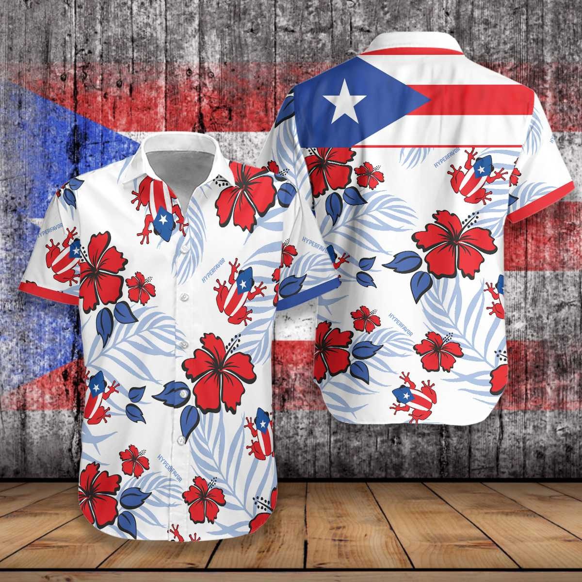 Puerto Rico Common Coqu Flag Hawaiian Shirt