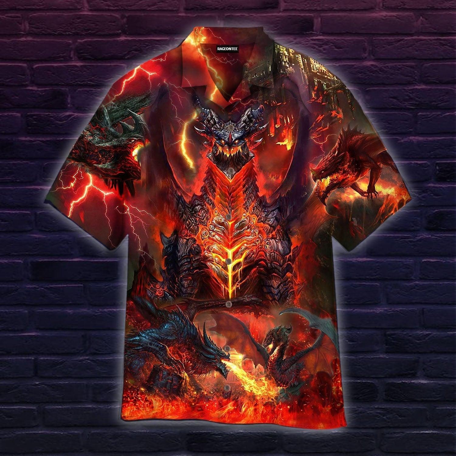 Dragon In Fire Hawaiian Shirt