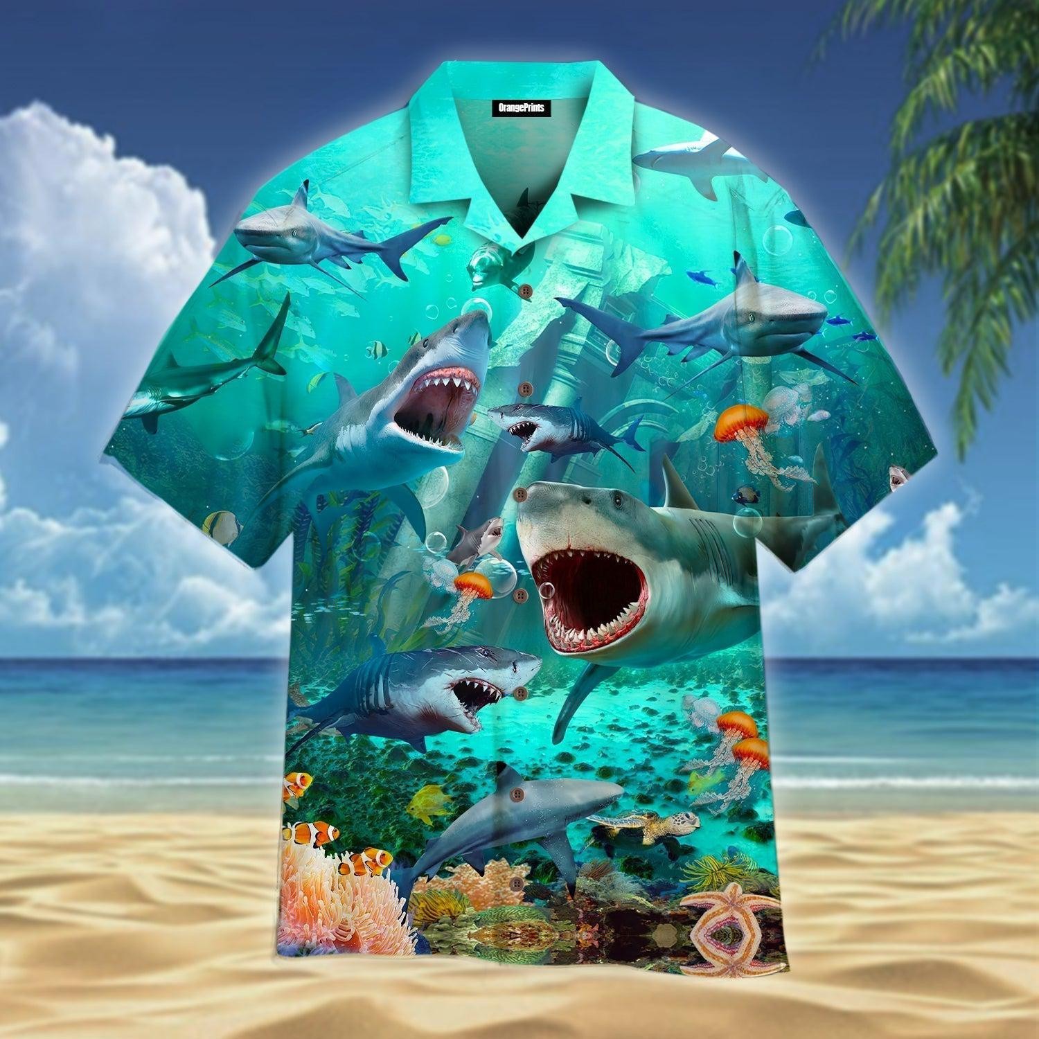 Shark War Undersea Hawaiian Shirt