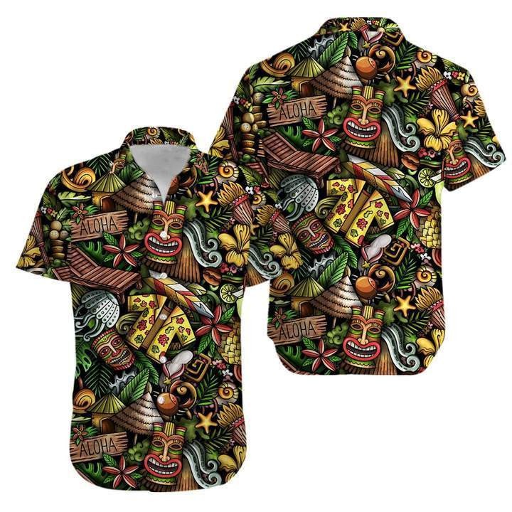 Tiki Tropical Beautiful Aloha Hawaiian Shirt