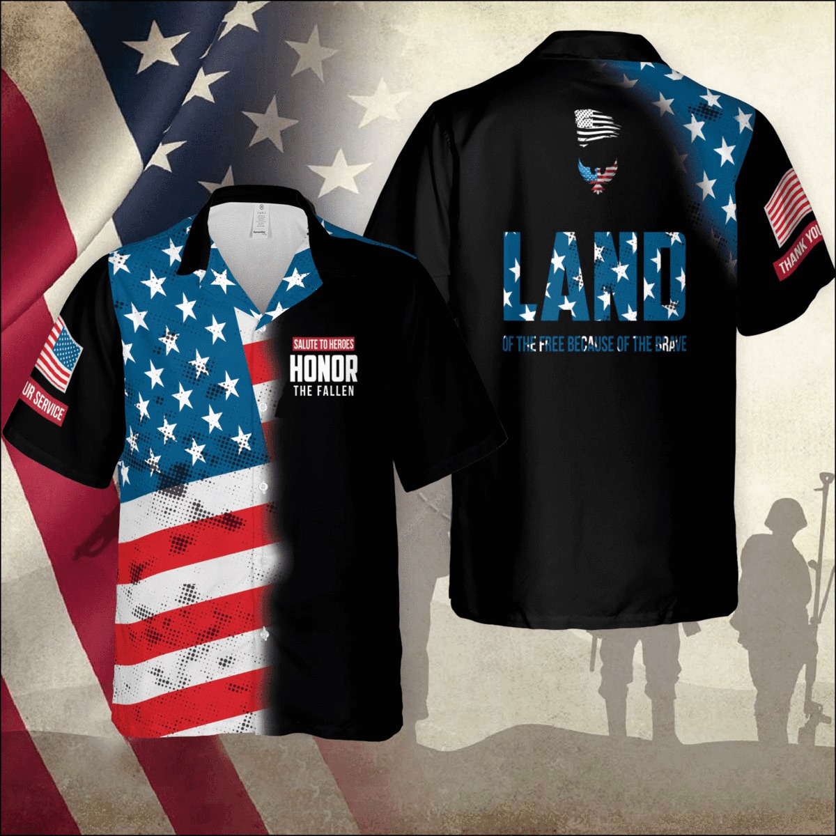 Patriotic USA Honor Hawaiian Shirt
