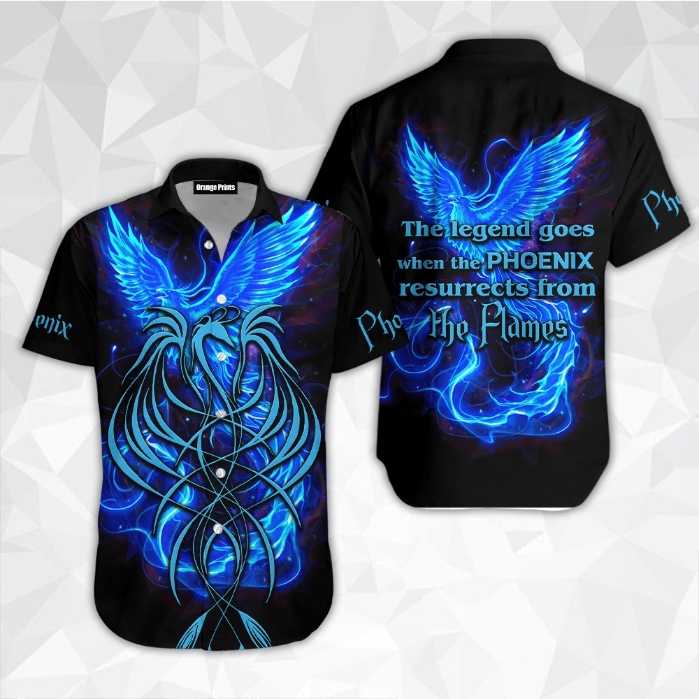 Royal Blue Phoenix Tattoo Hawaiian Shirt