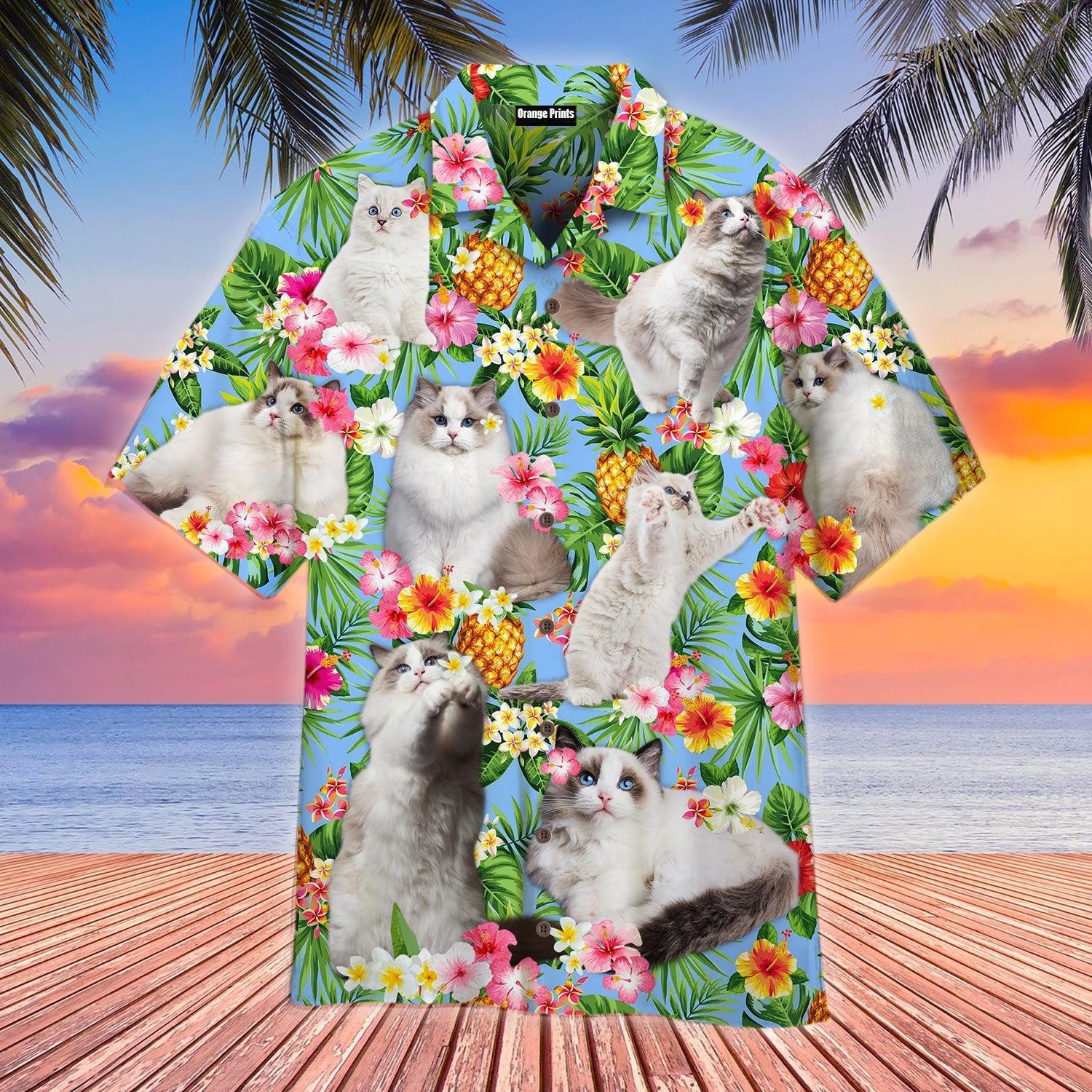 Funny Pagdoll Cat Pinapple Tropical Hawaiian Shirt