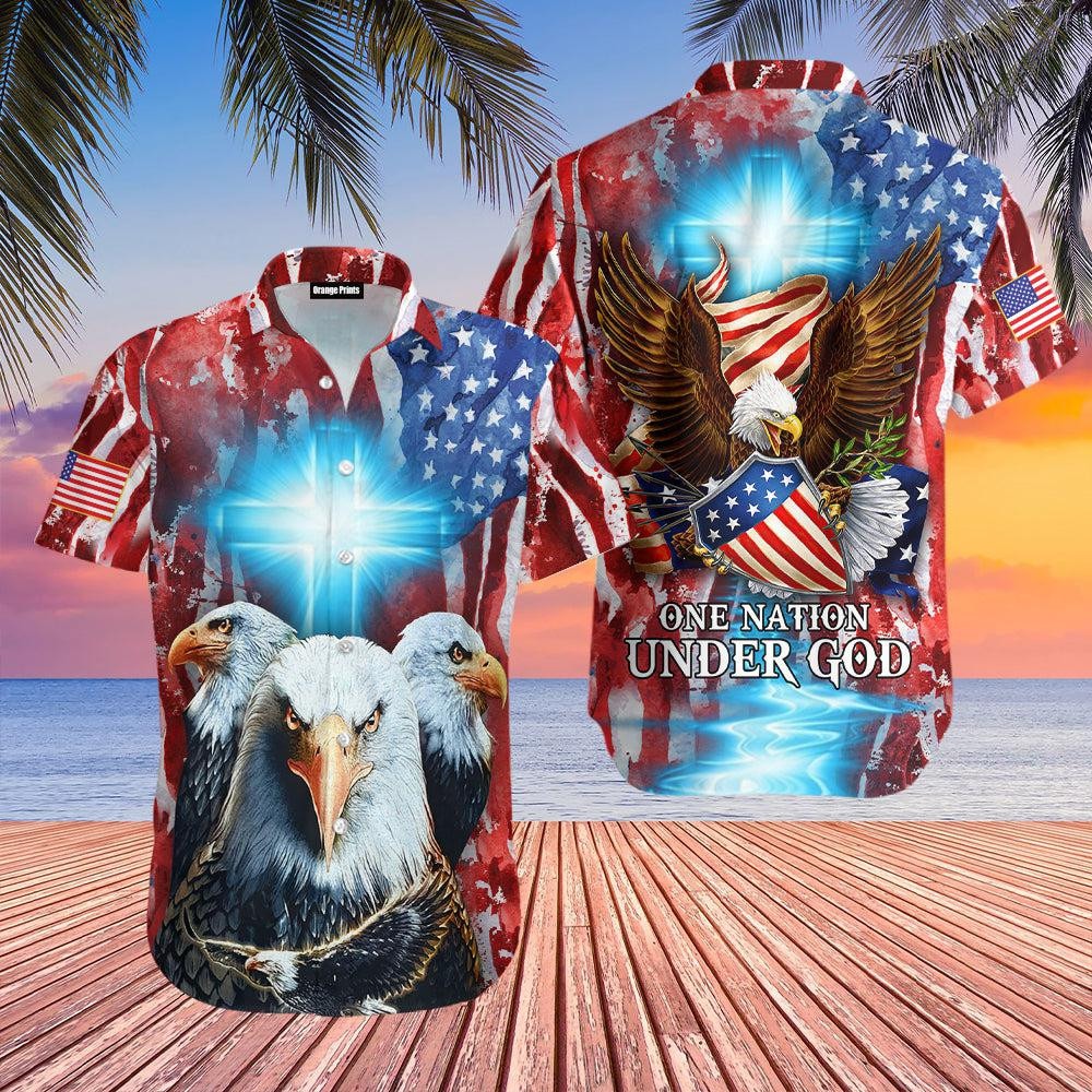 Memorial Day One Nation Under God Eagle Hawaiian Shirt