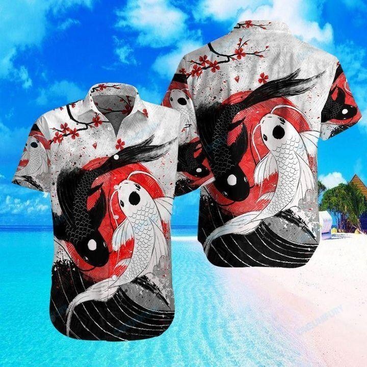 Samurai Yin Yang Koi Fish Hawaiian Shirt