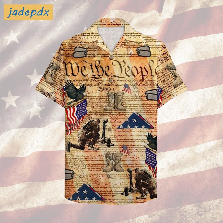 Veteran We The People American Flag Vintage Hawaiian Shirt