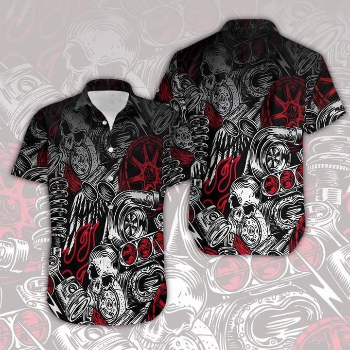 Motorbike Skull Art Hawaiian Shirt