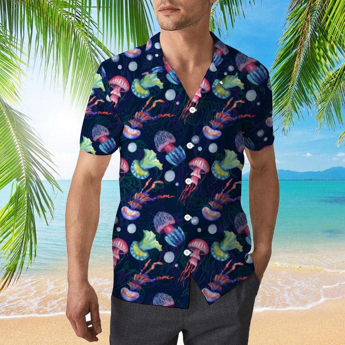 Rainbow Jellyfish Pattern Hawaiian Shirt