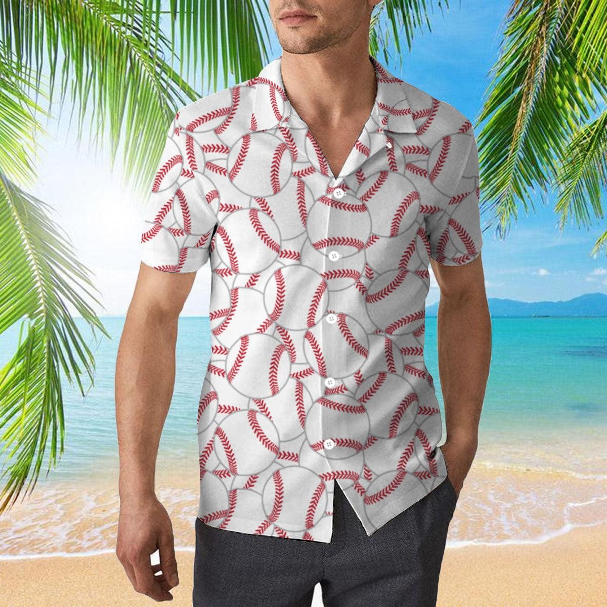 White Tennis Ball Pattern Hawaiian Shirt