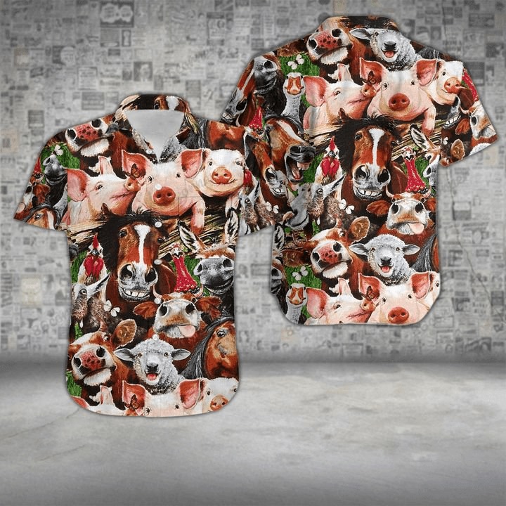 Pigs Play In The Farm Gift For Farmer Hawaiian Shirt