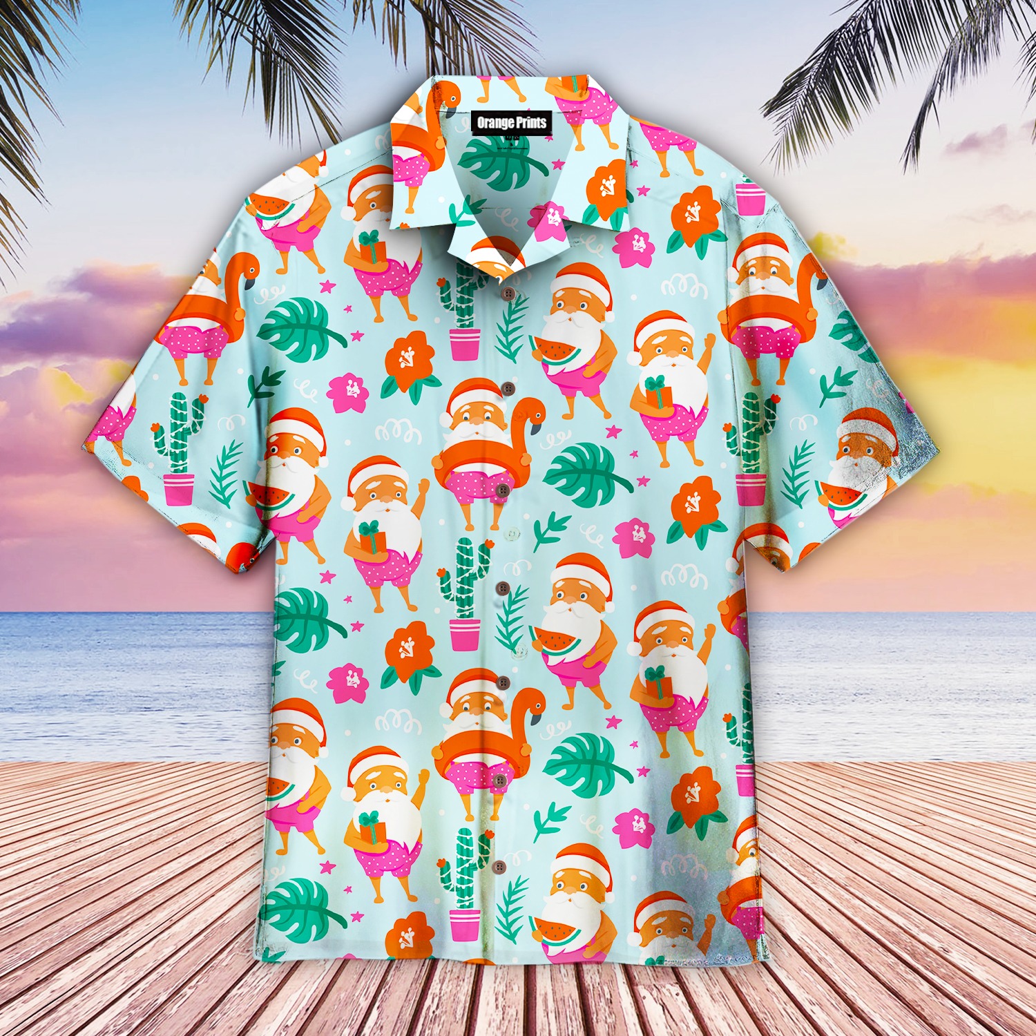 Tropical Santa Claus Merry Christmas Hawaiian Shirt