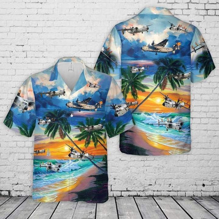 Tropical Beach US Navy Grumman Hawaiian Shirt